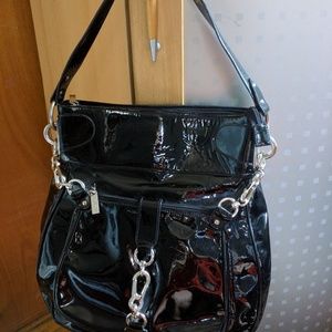 MARINA RINALDI black patent HANDBAG BAG ITALY